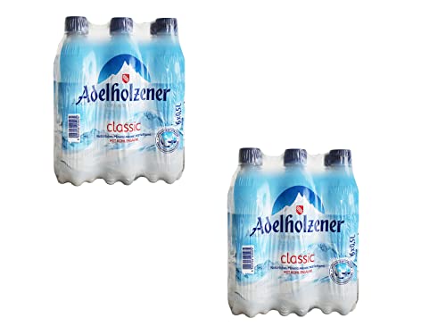 Adelholzener Mineralwasser Classic Naturell 0,5 & 1,0 Liter | 6er & 12er Packs inkl. Pfand + GRATIS HLKauf-Block | Natriumarm mit Kohlensäure (12 x 0,5Liter Classic + 1 HL Kauf-Block)