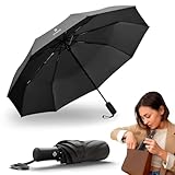 STYNGARD Regenschirm sturmfest - Taschenschirm mit Auf-zu-Automatik und Beschichtung gegen Feuchtigkeitsschäden - Regenschirm klein kurzer Griff - Modell BERGEN
