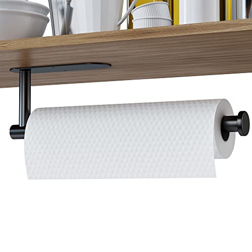 Küchenrollenhalter ohne Bohren, BOUTOP Premium Selbstklebender Rollenpapierhalter aus Edelstahl 304 mit Sekundenkleber – Schwarz