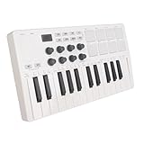25 Tasten MIDI Keyboard Controller, Tragbarer Beat Maker -Computer mit 8 Backbeleuchtung Drum Pads, 8 Knopfs, Drahtlosen MIDI -Tastatur für die Musikproduktion