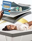 nøvera® Gel Topper 160x200cm Premium | Hohes RG 50 | H3/H4 | 7-Zonen Matratzentopper 160x200 - Hochwertige Bio-Baumwolle | 7cm Matratzenauflage 160x200 | Matratzen Topper 160x200cm | Mattress Topper