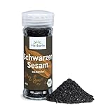 Herbaria Schwarzer Sesam bio 45g Streuer – Bio schwarzer Sesam ganze Samen – Bio-Gewürz für asiatische und orientalische Gerichte – Premium Bio-Qualität - im praktischen Glas-Gewürzstreuer