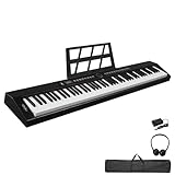 LEADZM 88 Tasten Halbgewichteten Digital Piano, Full Size Keyboard, Elektronische Tastatur mit Stereo, Bluetooth MIDI, Notenständer, Sustain-Pedal, Kopfhörer, Klaviertasche