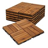 6m² Holzfliesen Terrassenfliesen Holz Fliesen Mosaik 30x30 cm - 66 STK Balkonfliesen wetterfest aus Akazienholz mit Klicksystem für Terrasse Balkon Stecksystem