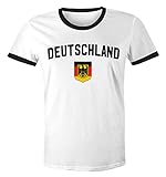 Klassisches Herren WM-Shirt Deutschland Flagge Retro Trikot-Look Fan-Shirt weiß-schwarz M