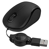 Sabrent Maus, USB Maus mit Kabel, kleine Computer Maus,(1200 DPI) Optische Mini Kabelgebundene Maus for, PC, Gaming, Desktop, Mac, Laptop, mackbook, ideal für unterwegs, Schwarz (MS-OPMN)