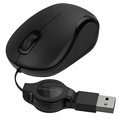 SABRENT Maus, USB Maus mit Kabel, kleine Computer Maus,(1200 DPI) Optische Mini Kabelgebundene Maus for, PC, Gaming, Desktop, Mac, Laptop, mackbook, ideal für unterwegs, Schwarz (MS-OPMN)