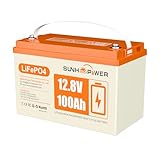 SUNHOOPOWER 12V 100AH LiFePO4 Batterie, 1280Wh Lithium Akku mit 100A BMS, 4000+ Zyklen & geringe Selbstentladung, perfekt für Wohnmobil, Marine, Solarenergiespeicherung, Notstromversorgung, Off-Grid