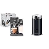 Breville Prima Latte III Siebträgermaschine | Vollautomatische Espressomaschine/Kaffeemaschine & Bosch Hausgeräte TSM6A013B Kaffeemühle, Schwarz