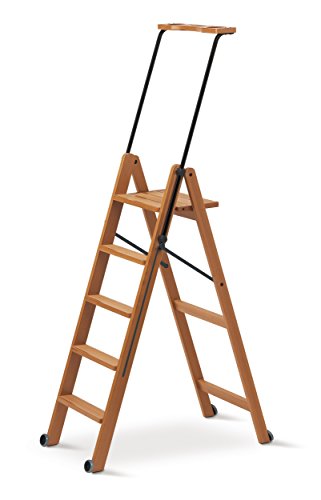 Arredamenti Italia Leiter 170/5 TUSCANIA; Holz - 5 Stufen - zusammenklappbar - mit Sicherheitssystem - Farbe: Kirsche Holz AR-It il Cuore del Legno