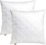 sleepling 2er Set Basic 100 Kopfkissen, 80 x 80 cm, Ökotex, waschbar bis 60 Grad, Made in EU, Füllmengengarantie, Größengarantie, weiß