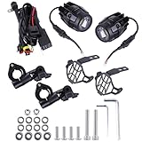 LICHENGTAI 2 Stück Motorrad Nebelscheinwerfer für BMW R1200GS F850GS, 40W 4000LM LED-Nebelscheinwerfer +Schutzgitter Kabelbaum, Zusatzscheinwerfer Motorrad Nebelleuchte Motorrad LED Fernlicht