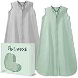 Looxii 2er Pack Baby Schlafsack Sommer 100% Baumwolle Sommerschlafsack 0.5 Tog Babyschlafsack 67 cm für Jungen Mädchen Neugeborene 0-6 Monate