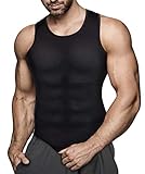Gotoly Herren Unterhemden Shapewear Workout Tank Tops Kompressionsshirt Muskelshirt Abnehmen Body Shaper Abs Bauch Weg Shirt Unterhemd Feinripp (4XL, Schwarz)