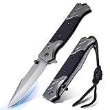 Rolgno Taschenmesser Klappmesser, Edelstahl Tragbares Outdoor Messer, rutschfeste EDC Einhandmesser Survival Messer mit Liner-Lock & Taschenclip, Männer Geschenk