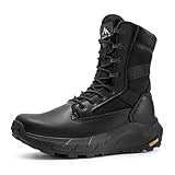 NORTIV 8 Herren Militärstiefel atmungsaktive Einsatzstiefel mit Reißverschluss Taktische Security Kampfstiefel Springerstiefel Armee Outdoor Trekking Schuhe,Size 44.5,Schwarz,SNMT242M