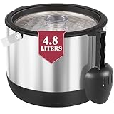 4.8L Eiswürfelbehälter mit Deckel und Schaufel, Edelstahl Eiskübel BPA-FREI, Doppelwandiger Isolierter Eisbehälter für Cocktailbar und Party