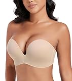 DotVol Damen Flügel-Design Push Up Bra Trägerloser BH Komfort Bügellos Unsichtbare Wirefree Anti-Rutsch BH(Beige,75B)