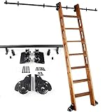 Bibliotheks-Schiebeleiter-Hardware-Kit, 1 m - 6,1 m rollende Bibliotheksleiter, Schienen aus schwarzem Stahl, mobile Leiterschienen mit Bremse, Bodenrad – keine Leiter