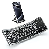 MoKo Faltbare Tastatur Bluetooth QWERTZ, Tragbar Tastatur Klappbar mit Touchpad & Ziffernblock, Wiederaufladbar Tastatur mit Trackpad für Windows iOS Android Tablet/Handy/Laptop/PC, Deutsche Layout