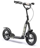 BIKESTAR Roller Kinderroller Tretroller Kickscooter mit Luftreifen für Jungen und Mädchen ab 4-5 Jahre | 10 Zoll Classic Kinder Scooter | Schwarz (matt) | Risikofrei Testen