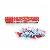 Konfettikanone mit Union Jack, 15,2 - 20,3 cm lang, Partykanone mit roten, weißen und blauen Konfetti, Königskrönungsstraßenparty