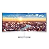 Samsung Curved Monitor C34J791WTP, 34 Zoll, VA-Panel, QLED, Ultra WQHD-Auflösung, AMD FreeSync, Reaktionszeit 4 ms, Bildwiederholrate 100 Hz, Weiß / Silber
