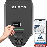 Elecq Wallbox 22kW Typ 2 mit RFID | PV-Überschussladen & Lastmanagement | Dynamischer Lastausgleich | OCPP, WLAN, App-Steuerung | 3-phasige EV-Ladestation | Einstellbar auf 11kW | Für Zuhause & Hotel