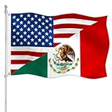 Freundschaftsflagge USA Mexiko mit lebendigen Farben für Hofdekoration, Geschenke, 90 x 150 cm, amerikanische mexikanische Flaggen mit Messingösen für Innen- und Außendekoration