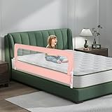 GIDRLL Bettgitter Rausfallschutz Bett Reise Bettumrandung Babybett Höhenverstellbar Kinder Bettschutzgitter mit luftiges Netz, klappbares Rausfallschutz Boxspringbett für die meisten Betttypen (Rosa)