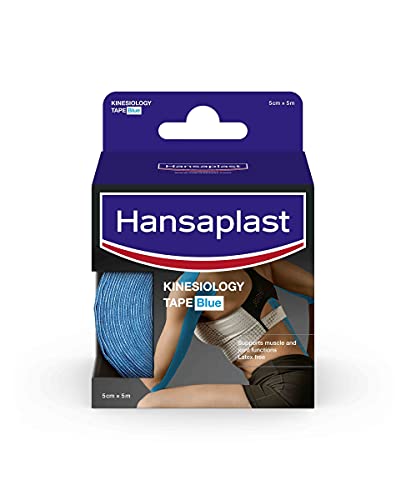 Hansaplast Kinesiologie Tape, wasserfestes Sport Tape lindert Muskelschmerzen und fördert die Durchblutung*, Tape bietet Unterstützung für Gelenke und Muskeln*, 1 Rolle, Blau