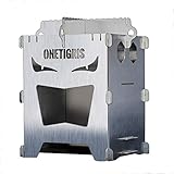 OneTigris ROCUBOID Holzofen Tragbarer Campingofen aus Edelstahl Camping Kocher Alkohol Ofen für Wandern Bushkraft Trekking Outdoor inkl. Tragetasche(Edelstahl 304)