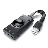 CSL - USB Mini Soundkarte extern - Virtuelles Surround - kompatibel mit Computer Notebook Tablet-PC MacBook - Plug and Play - Windows 10/11 kompatibel - schwarz