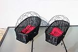 Hundefahrradkorb für Gepäckträger aus Weide mit Metallgitter und Kissen Schwarz XL oder XXL Gepäckträgerkorb Weidenkorb Hundekorb Tierkorb (XXL ohne Kissen)