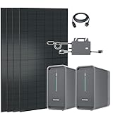 Balkonkraftwerk 2600W Solaranlage mit Speicher 4480Wh, 800W TSUN Micro Wechselrichter WiFi, 4x500W Vollschwarz Bifazial Solarmodule, Photovoltaik PV Anlage mit 2 Stück Marstek Solarspeicher B2500