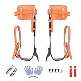 timiland Steigeisen Baumklettern,Baumklettern Ausrüstung,Höhenverstellbare und mit Rindslederriemen Baumklettern Schuhe,Rutschfestes Climbing Spike Set für Waldcamping, Obsternte.