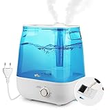 Bear 6L Top-Füllung Zwei Auslassdüsen Luftbefeuchter, Ergonomischer Tragegriff，Mit Aromatherapie-Tablett，360° Dehbarer Dampfdüse, Automatischer Abschaltung，28db Ultraleise Für Babys Und Pflanzen