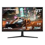 LC-POWER Gaming Monitor 27 Zoll (68,6 cm), Full HD PC Bildschirm mit IPS Panel, 1920×1080, 144 Hz, 1ms MPRT, 16:9, Adaptive Sync, HDMI, Display Port, 3,5mm Kopfhöreranschluss, VESA 100x100