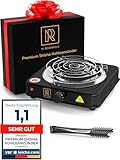 M. ROSENFELD Shisha Kohleanzünder für Shisha Kohle - Elektrischer Kohleanzünder BLACK HEAT 1000W + Shisha Zubehör Set Edelstahl Kohle Gitter & Shisha Zange Kohlegrill Shisha 150cm Kabel