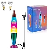 DoRight Lavalampe Knder Farbe Retro Lavalampe Aluminium Beruhigende Bewegung Lavalampe für Friedliche Entspannung, 13,38 Zoll, mit 2 Packung R39 25W E14 Glühbirne, EU-Stecker
