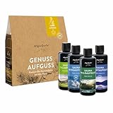 AllgäuQuelle® Saunaaufguss Set Bio 4er Sauna Zubehör 4x100ml Sauna Aufguss