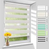 Homland Doppelrollo Klemmfix ohne Bohren B85 x H200 cm(Stoffbreite 80cm) Leinen, Duo Rollo, Rollo Klemmrollos lichtdurchlässig & verdunkelnd, Verstellbar Fensterrollo Sonnenschutz