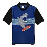 PHIBEE Kurzärmeliges Rashguard-Shirt für Jungen, LSF 50+, Sonnenschutz-Bademode, Blau 1, 18