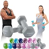 Miweba Sports Neopren Hantelset NKH100 | 𝐏𝐫𝐨𝐟𝐢 Hantel - Hexagon Hanteln Set - Kurzhanteln - Kurzhantel Set - Gymnastikhanteln - Hantel Set - Dumbbell - 0,5-10 Kg (2X 3.0 kg, Grau)