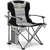 Symino Luxus Campingstuhl Faltbar, Tragbarer Bequem Gepolster Klappstuhl Anglerstuhl Sessel Belastbarkeit bis 150 kg mit Seitentasche für Picknick Outdoor Wandern, Grey