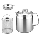 LUOJINYI Fettbehälter Rostfreier Stahl Speckfett, 2L Frittiertopf mit Sieb und Deckel, Oil strainer pot zum Kochen, Braten und Sieben von Öl, geeignet für alle Herdarten, Edelstahl Fritteuchsen