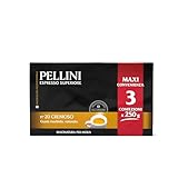Pellini N.20 Cremoso, Gemahlener Kaffee für die Kaffeemaschine mit Ausgewogenem und Rundem Geschmack, Arabica- und Robusta-Mischungen, Mittlere Röstung, 3 Packungen mit je 250g