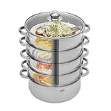 5 Tier Dampfgarer Stainless Steel Steam Cooker Kochtopf Dampfgarer Dampf Topf mit Glass Lid für Gasöfen, Herdplatten, Induktions und Elektroherden