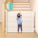 Momcozy Automatischer Verriegelung Treppenschutzgitter Ausziehbar für Baby, Haustier Türschutzgitter, Kinderschutzgitter, Einhändig Öffnen,0-140 cm, Geeignet für Treppen/Türen/Innen & Außen