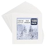 YAYODS 100 Stück Passepartout Weiß - 10 x 10 cm Abgeschrägtes Design Passepartout Karton - Innengröße 7 x7 cm Passepartouts für Fotos, Bilder, Kunstdrucken
